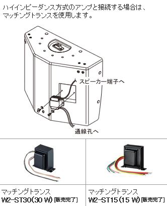 推奨トランス（ハイインピーダンス接続時）WS-LA208